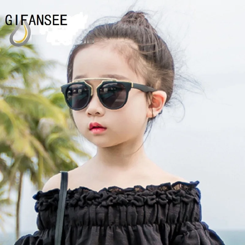 

GIFANSEE Children Pilot Sunglasses Kids Sun Glasses Boy Girl Goggles Baby UV400 Mirror Cat Eye Eyewear