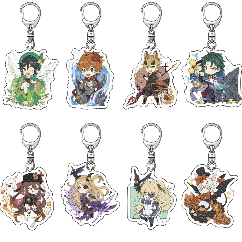 

Anime Genshin Impact Cosplay Keychain Badge Accessories Keychain Kaeya Xiao Hutao Tartaglia Cartoon Car Bag Keyring Pendant Gift