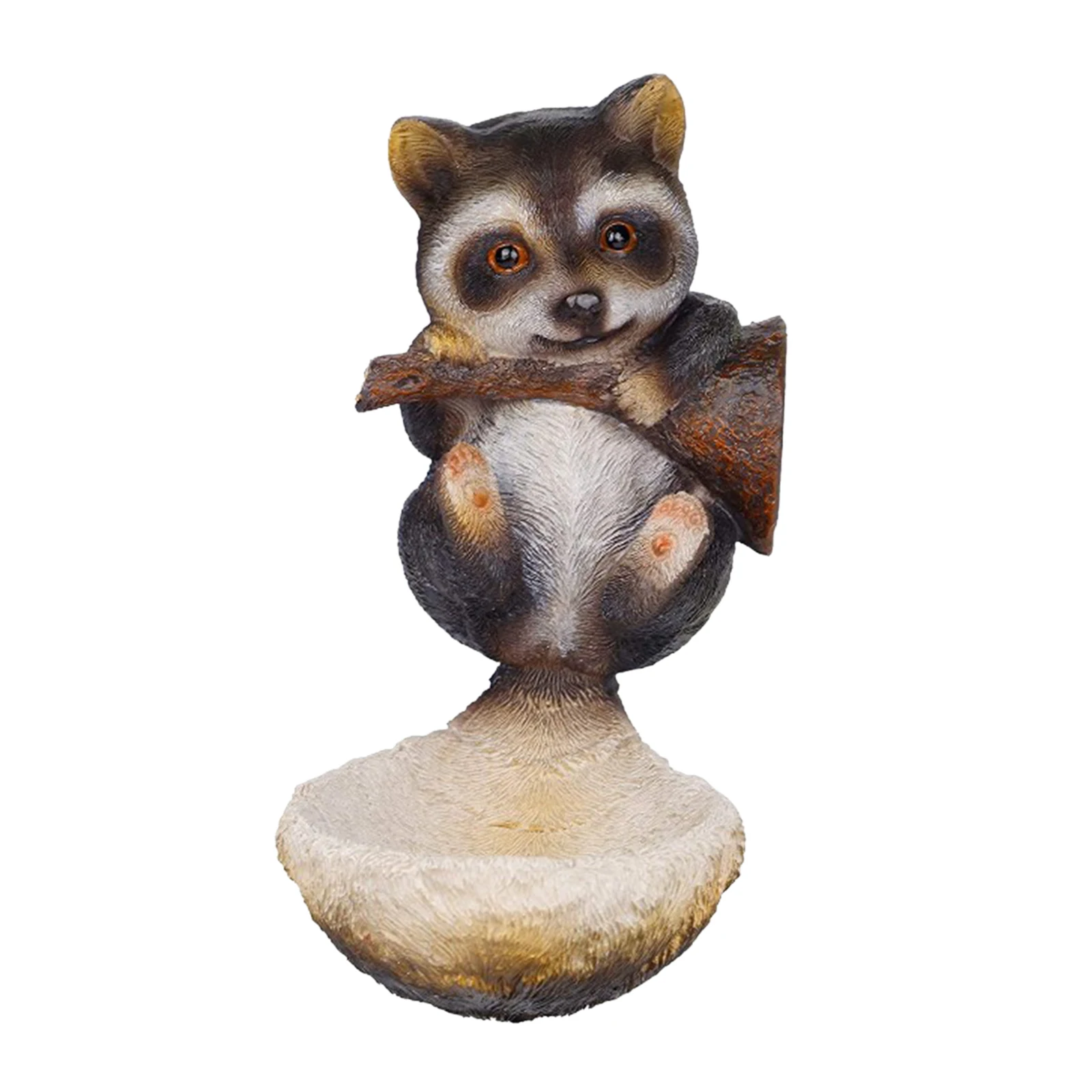 

Resin Birds Feeder with Raccoon Shape Easy Operation Durable Water-Proof Long Lasting Garden Decoration for Courtyard H88F