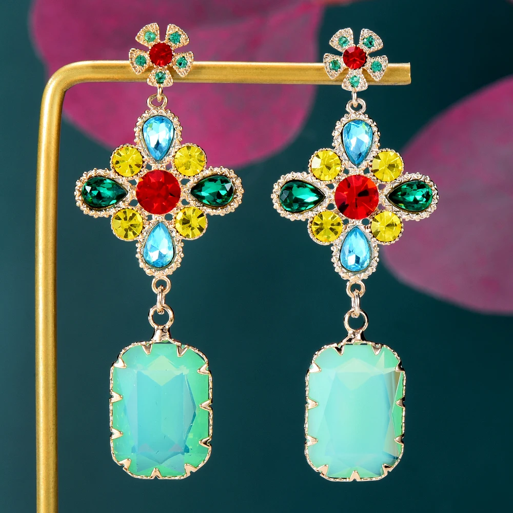 

SORAMOORE Luxury Flower Long Drop Earrings Bridal Wedding Women Daily Fashion Charm Gorgeous Fashion High Quality New Design