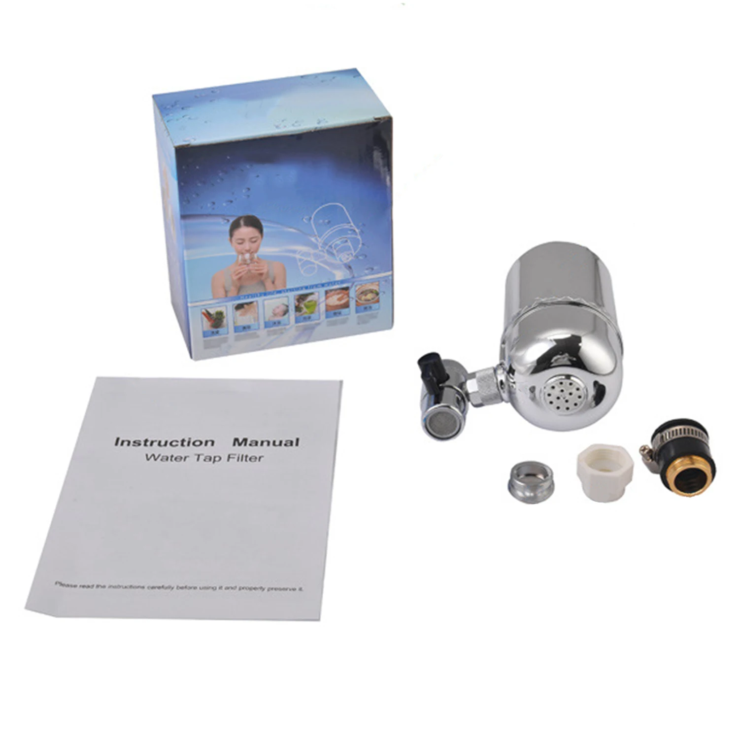 

Faucet Water Filter with Ceramic Cartridge 360-Degree Rotatable Water Tap Filtration System Water Purifier for Home Kitchen