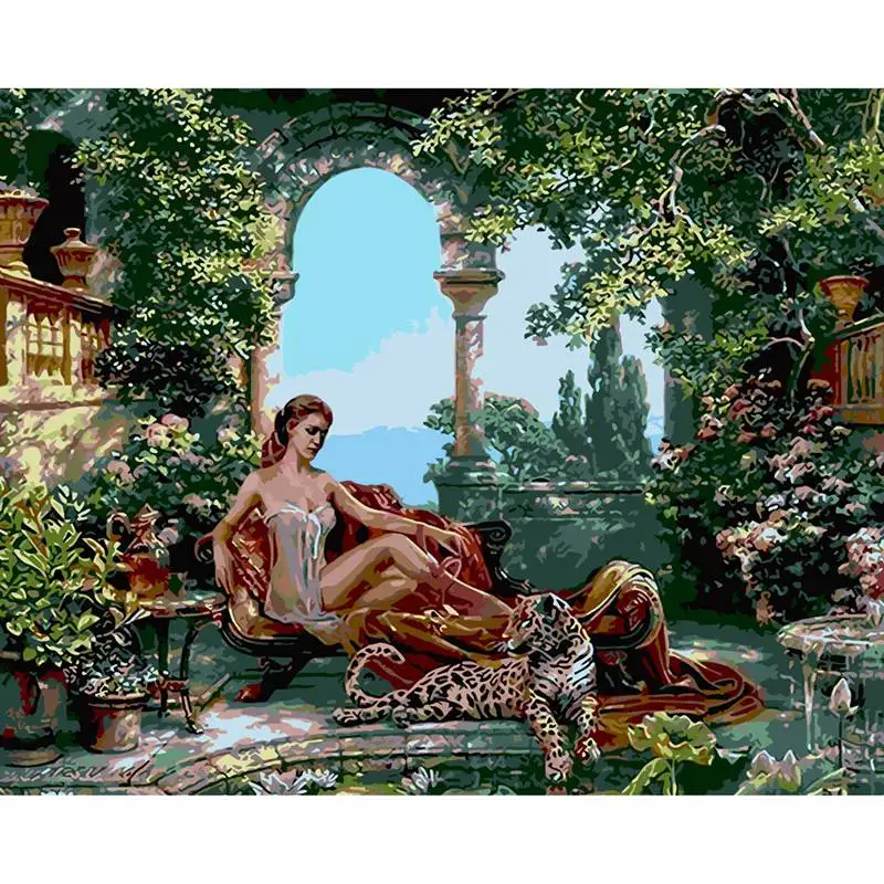 DIY Безрамная картина с изображением Льва ландшафта искусство маслом на холсте