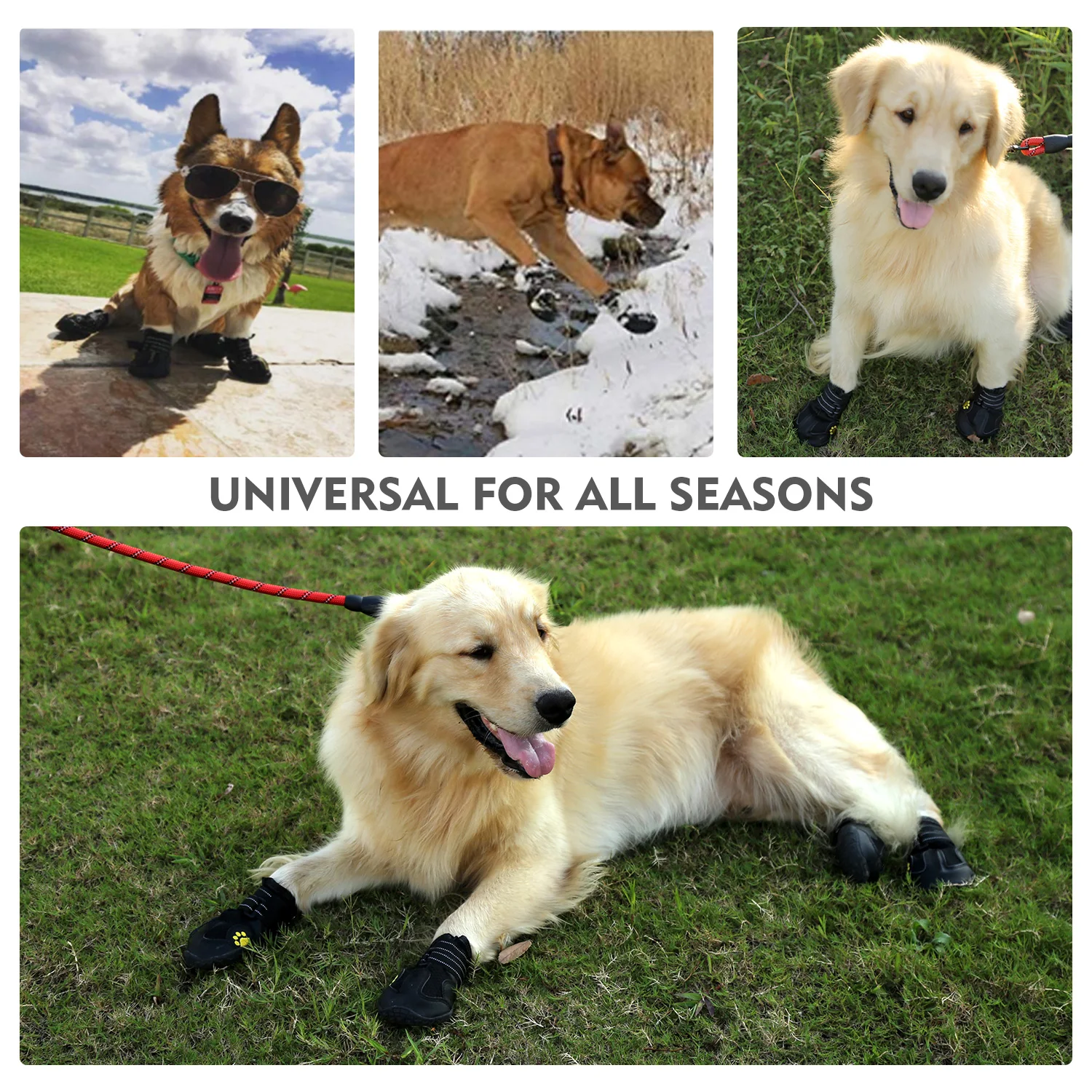 4 шт. Обувь для собак Светоотражающие ботинки Водонепроницаемая с прочной