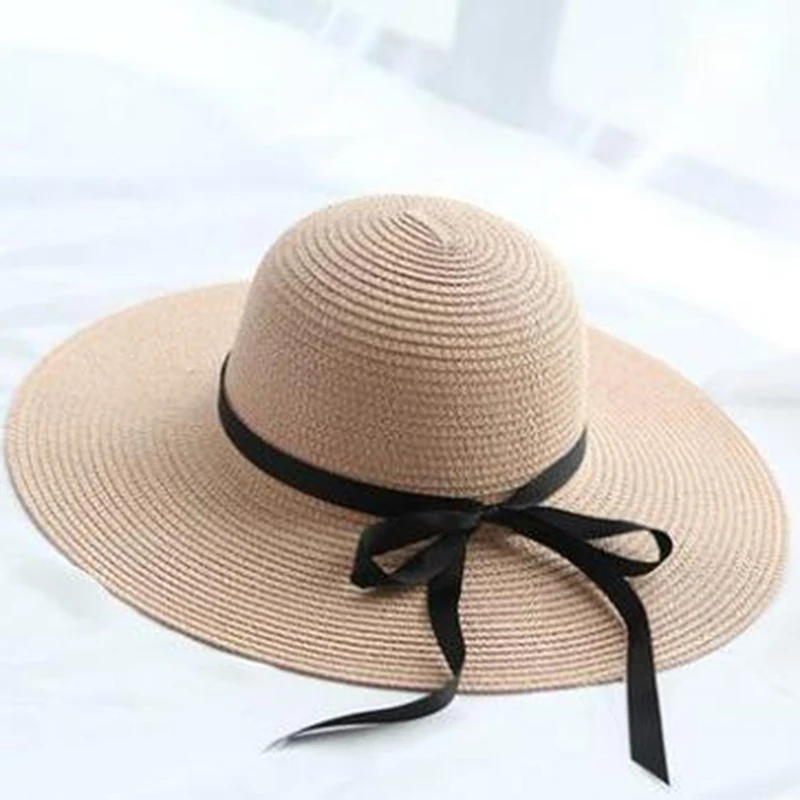 

Summer Straw Hat Women Foldable Big Wide Brim Beach Sun Hat Straw Floppy Sun Block Protection Hat Bohemia Cap