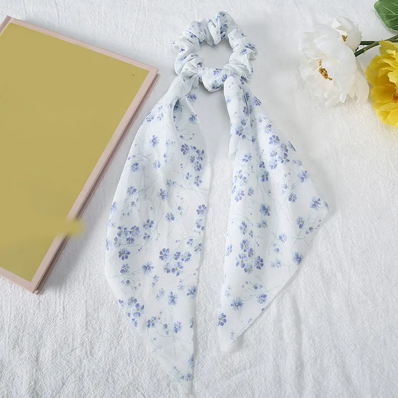 

Small Floral Headband Bow Hair Tie Printed Large Intestine Ring Hair Accesspries For Women Korea Style Girls Hair Rope Headwear