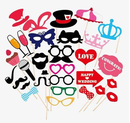 

Hot Sale Photo Booth Prop 31PCS Funny Photo Booth Props Hat Mustache On A Stick Wedding Favors Birthday Party Decoration