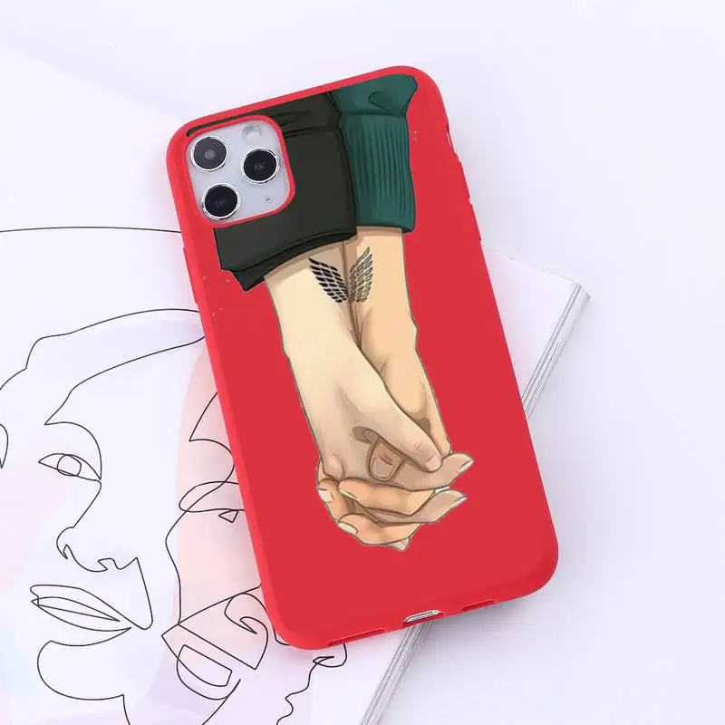 

Anime Attack on Titan Phone Case Candy Color for iPhone 6 7 8 11 12 s mini pro X XS XR MAX Plus