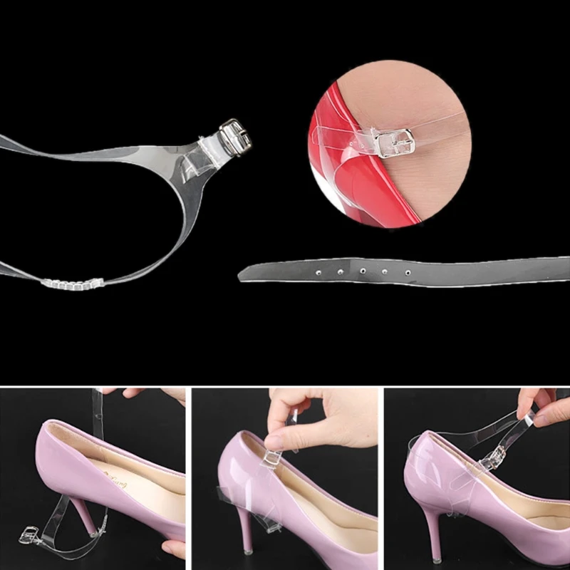 

2pcs Shoe Strings Transparent Invisible Women High Heels TPU Band Ankle Straps