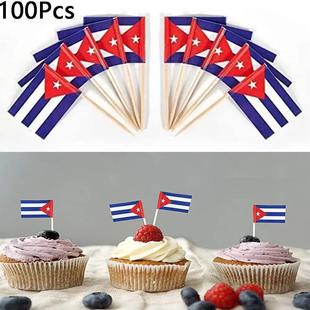 

Decorations Wedding Baby Shower Supplies Cocktail Adornment Cupcake Toppers Cuba Toothpick Flag Cake Topper Cuban Flags