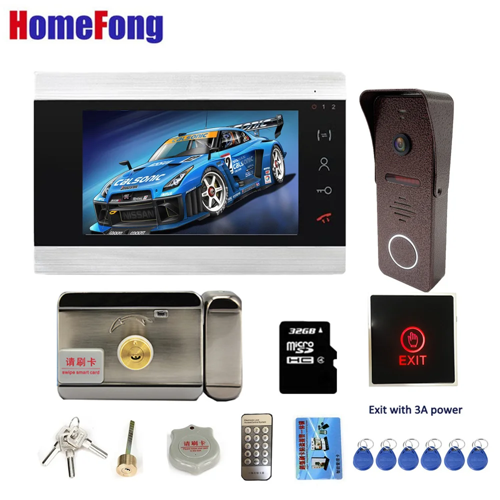 [Видеодомофон с замком] видеодомофон homefong камера дверного звонка 7 дюймов кнопкой