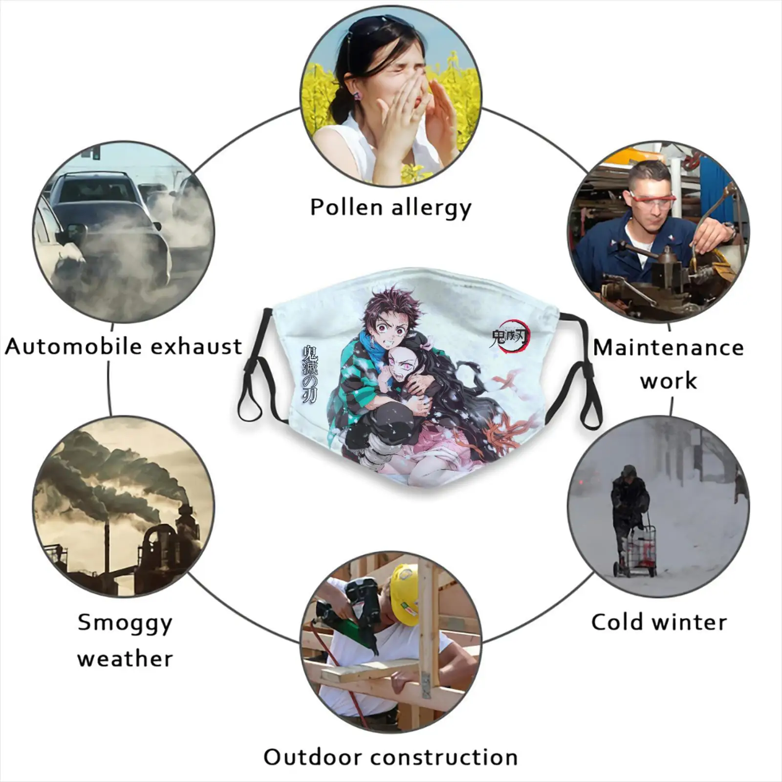 

printer demon slayer Breathable mask cute female/male Breathable mascarillas mask boys/girls Washable Reusable Masks Respirator