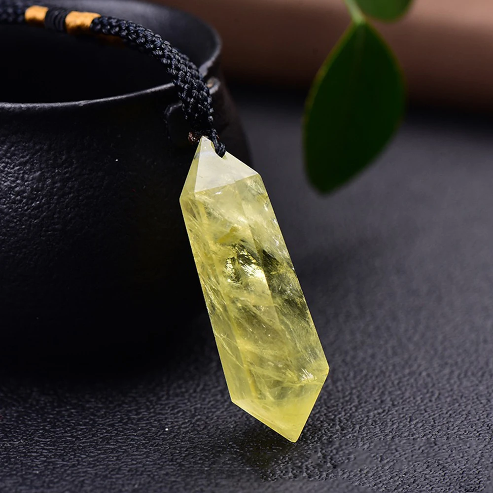 1PC Natural Citrine Crystal Pendant Double Pointed Hexagonal Necklace Gemstone Healing Stones  Minerals For Gifts images - 6