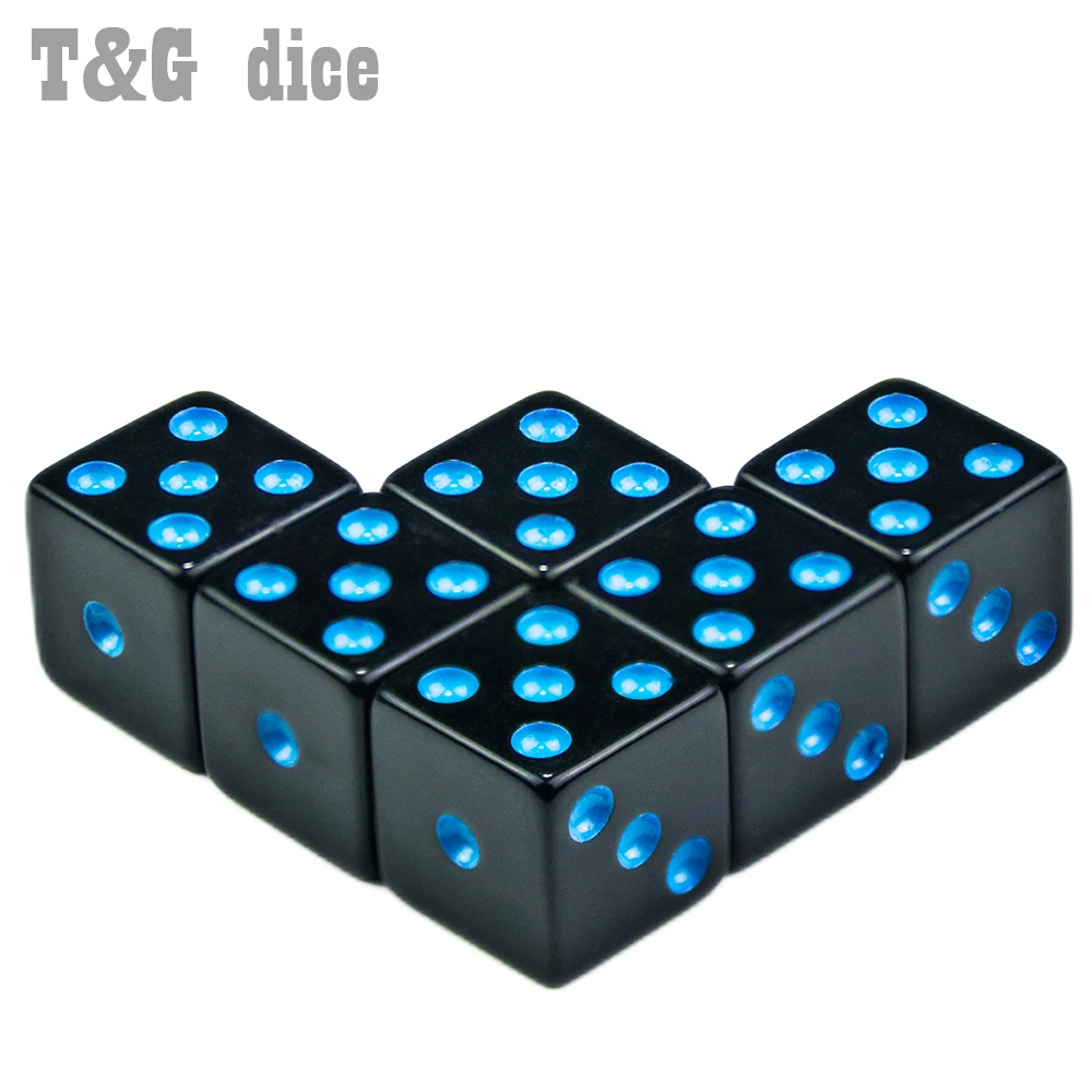 Черные игральные кости с красочным цифровым 6 шт./компл. 16 мм Новый s Cube D6