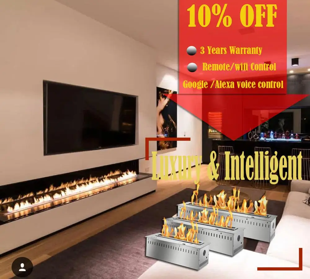 

Inno living 30 inch bio ethanol chimney liquid alcohol fireplace voice controled burner insert