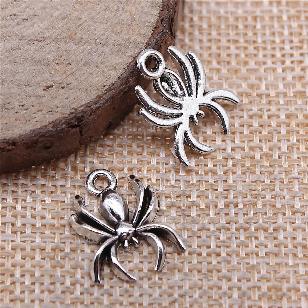 

Charms for Jewelry Making Findings Handmade DIY Craft 40pcs Antique Silver Color 15mm Spider Charms Pendant