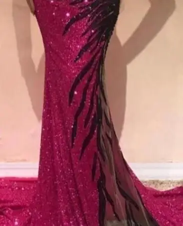 Robe de soire 2019 самое популярное платье цвета фуксии Dvening платья одно плечо Аппликация