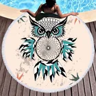 Летнее круглое пляжное полотенце 150 см с изображением совы, гобелен на стену побережья, банное спортивное полотенце, накидка для бикини