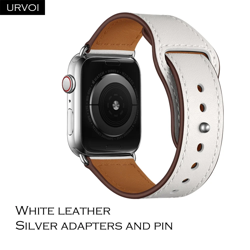 White S URVOI ремешок для apple watch серии 5/4 3/2/1 спортивный ремешок натуральная Swift кожаный ремешок для наручных часов iWatch, пальцем и tuck ручной работы - Цвет ремешка: White S
