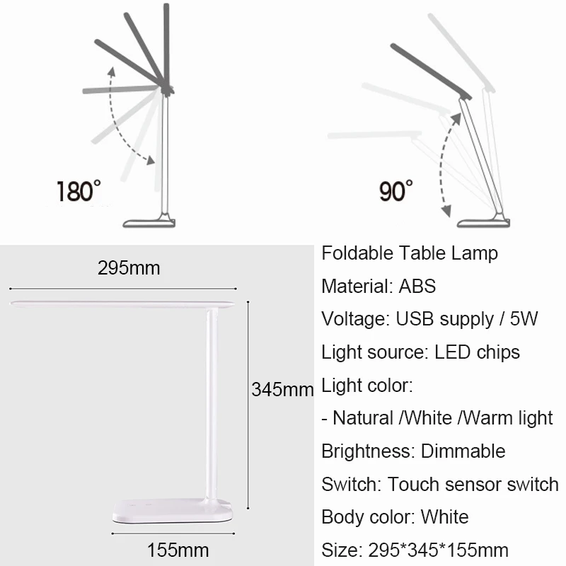 

LED Table Lamp Foldable Dimmable Desk Lamp Eye Protection USB Study Lamp Touch Sensor Reading Book Light For Kids Child Office