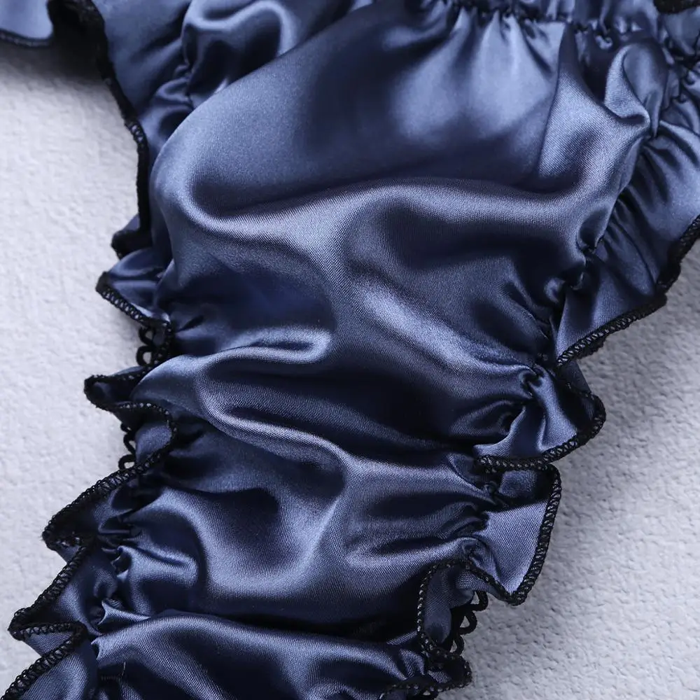 Трусы-бикини мужские атласные с высоким вырезом и оборками | Тематическая одежда