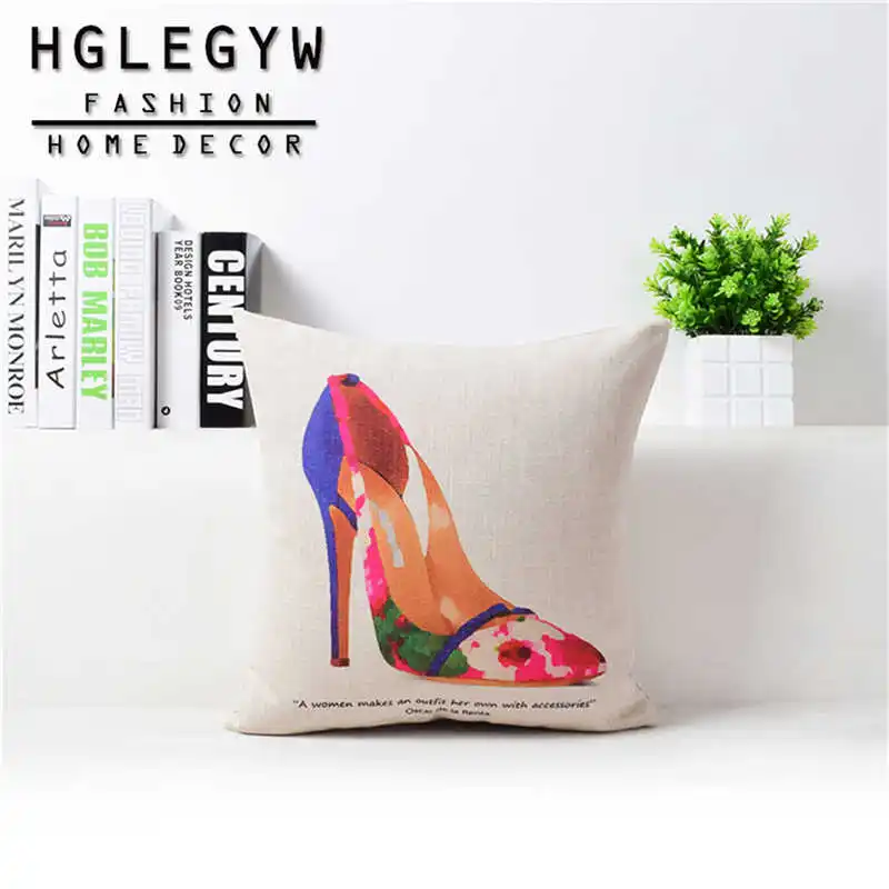Красочная ваза Цветочный чехол для подушки модная обувь на высоком каблуке