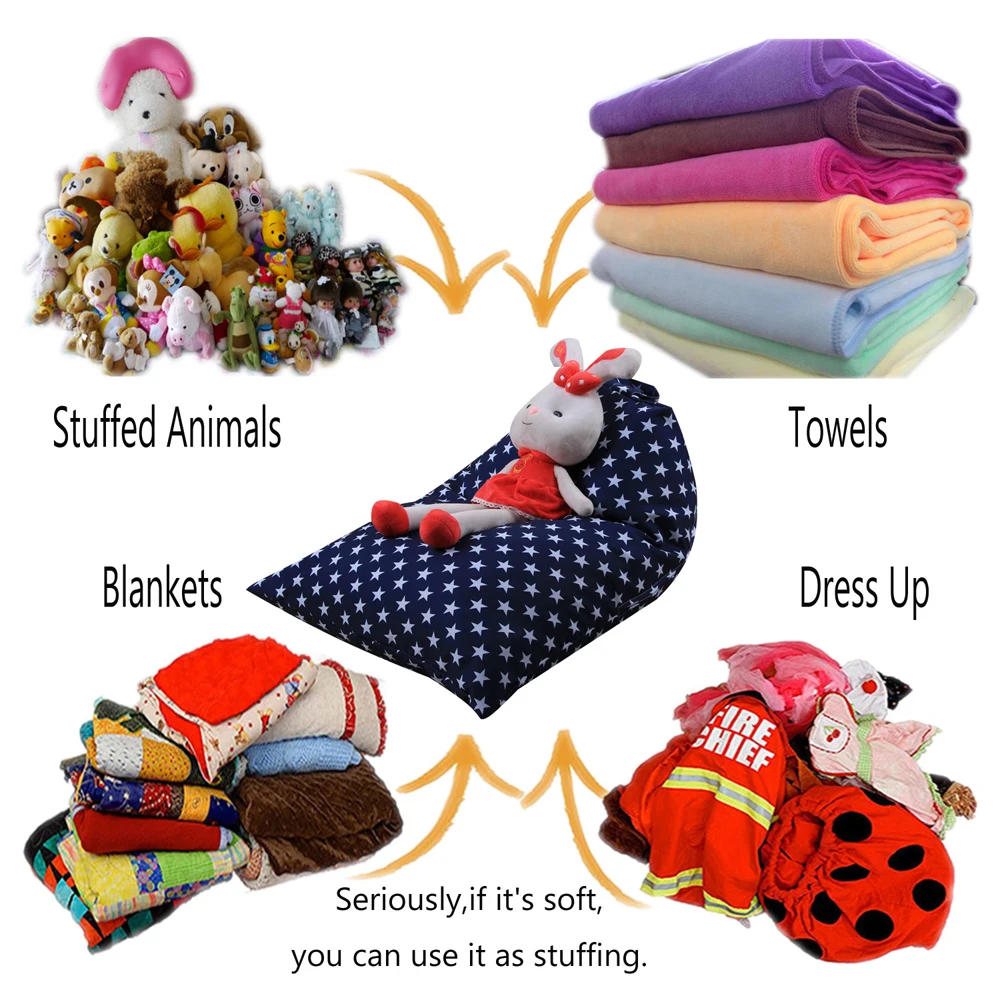 Striped bean chair plush toy storage bag home stool diamond with handle canvas clothes | Дом и сад