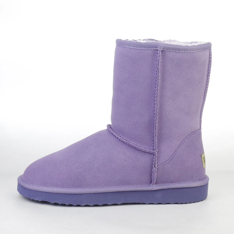 Purple Австралийские классические Водонепроницаемые зимние ботинки из натуральной воловьей кожи; женские ботинки; теплые зимние ботинки для женщин; большие размеры 35-44 - Цвет: Purple