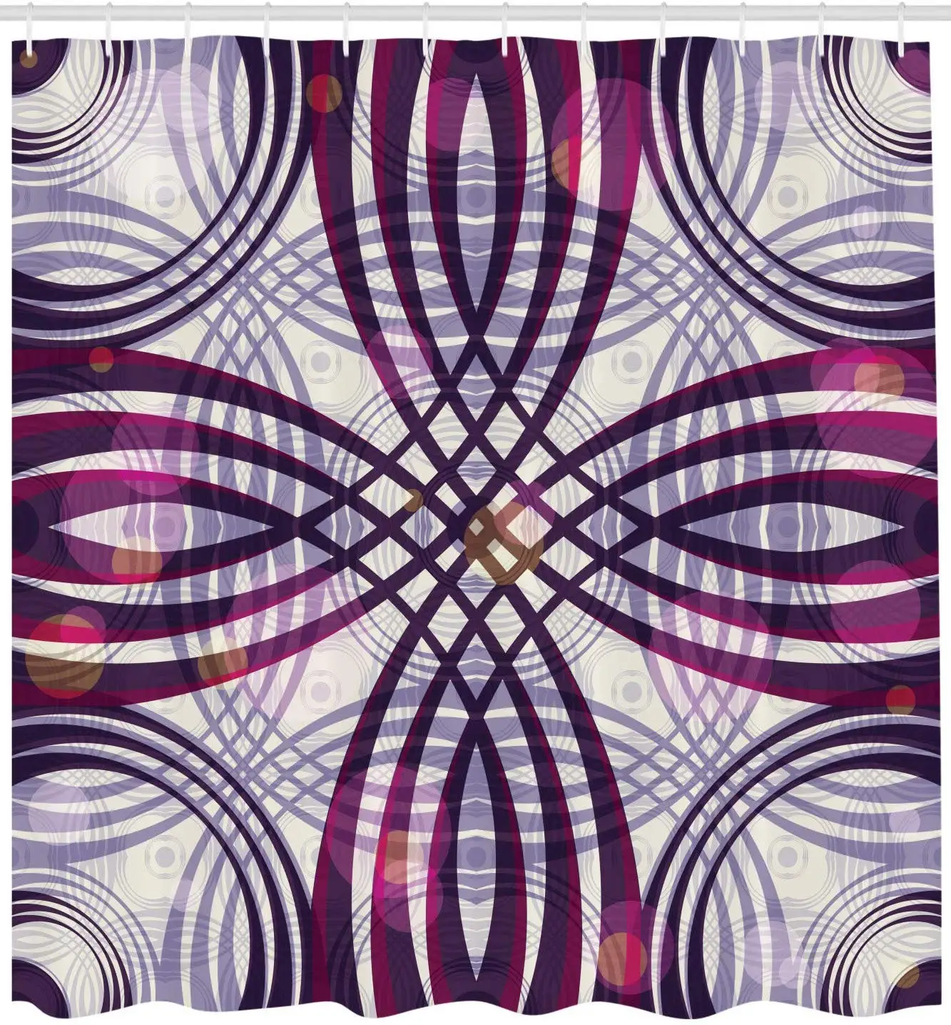Занавеска для душа с геометрическим рисунком изогнутые полоски в стиле ретро