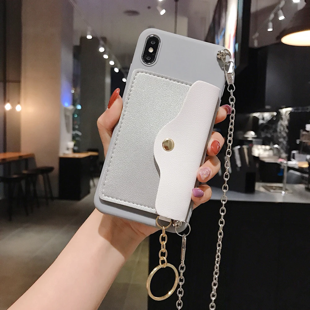 Чехол-Кошелек для телефона ремешки с цепочкой через плечо Samsung Galaxy S6 S7 S8 S9 S10 Plus S10E