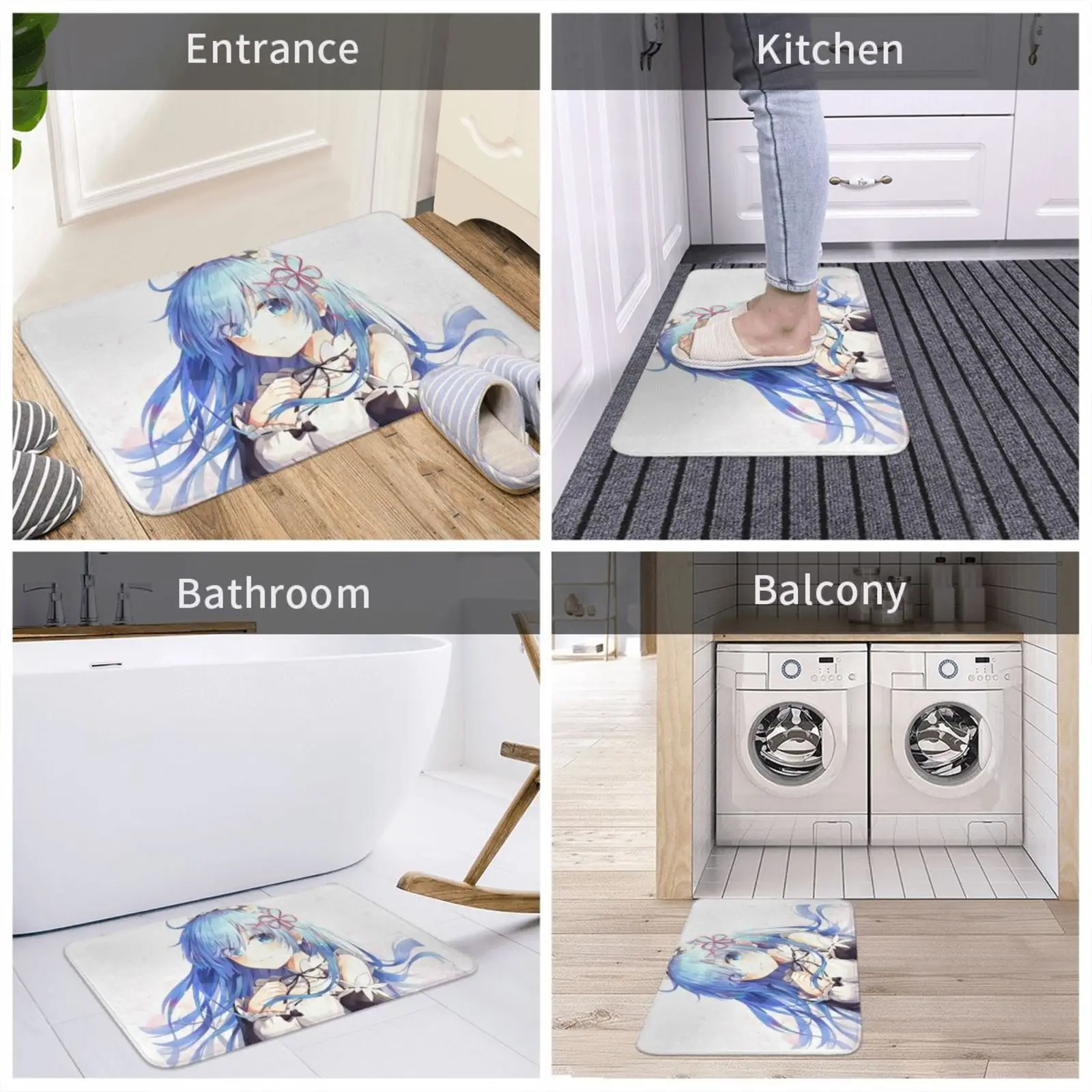 Rem Entrance Door Mat Bath Rug Blackandwhite Simple Pattern Plumbus Spaceship Portal Gun Mr Poopybutthole Cartoon Humor |