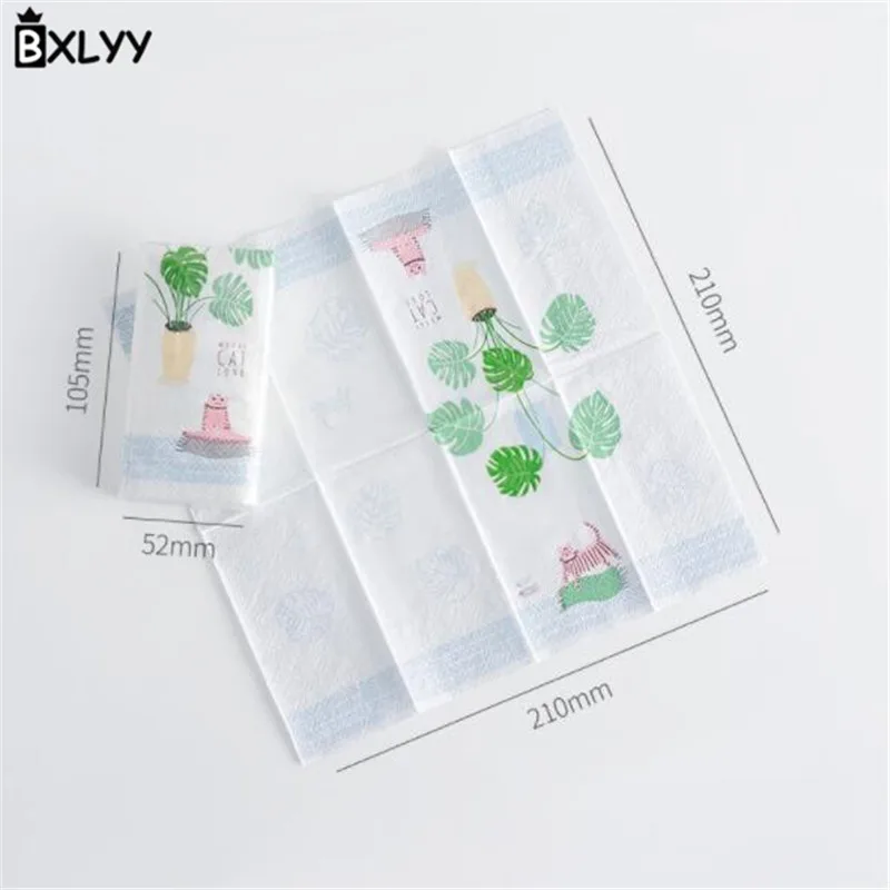 BXLYY 2 шт. мультфильм растение кошка одноразовые бумажные полотенца трехслойный платок с принтом бумажные вечерние украшения подарок Рождество. 85z