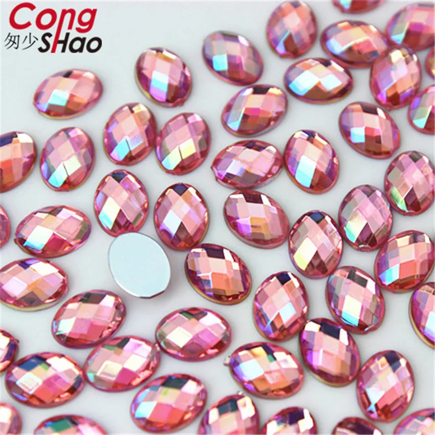 100pcs 6*8mm Oval 3D Nail Art Stones flatback AB crystals Acrylic Rhinestone trim phone DIY not hotfix Face Decoration WC467 | Дом и сад