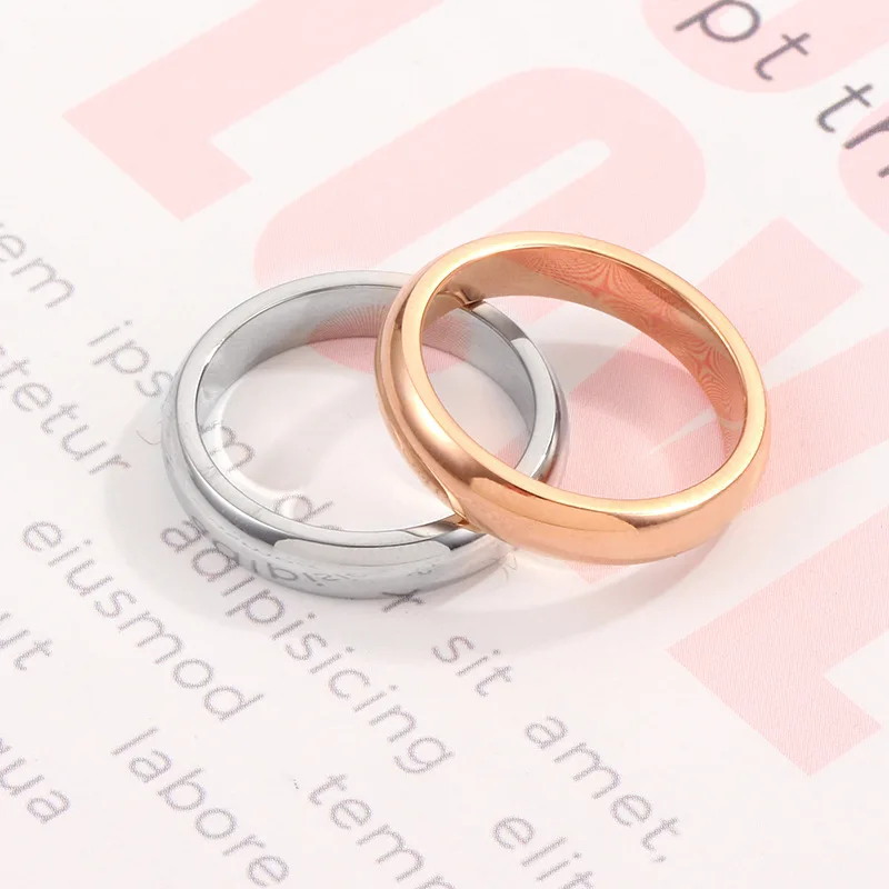 MAE Classical INS Rings Silver Rose Gold 4mm Round Titanium Stainless Steel For Women Men Simple Style Fashion Jewelry | Украшения и