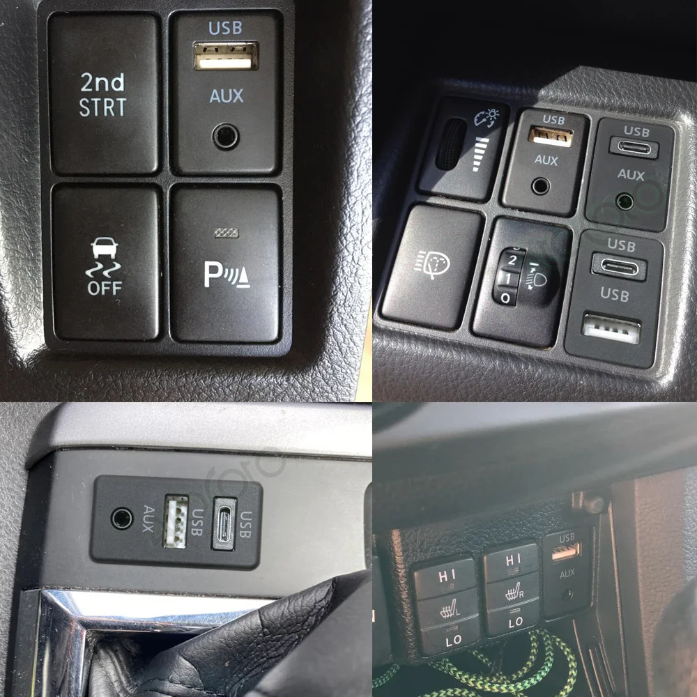 Утопленное крепление для автомобильного приборной панели с портом USB Type-C 3 5 мм