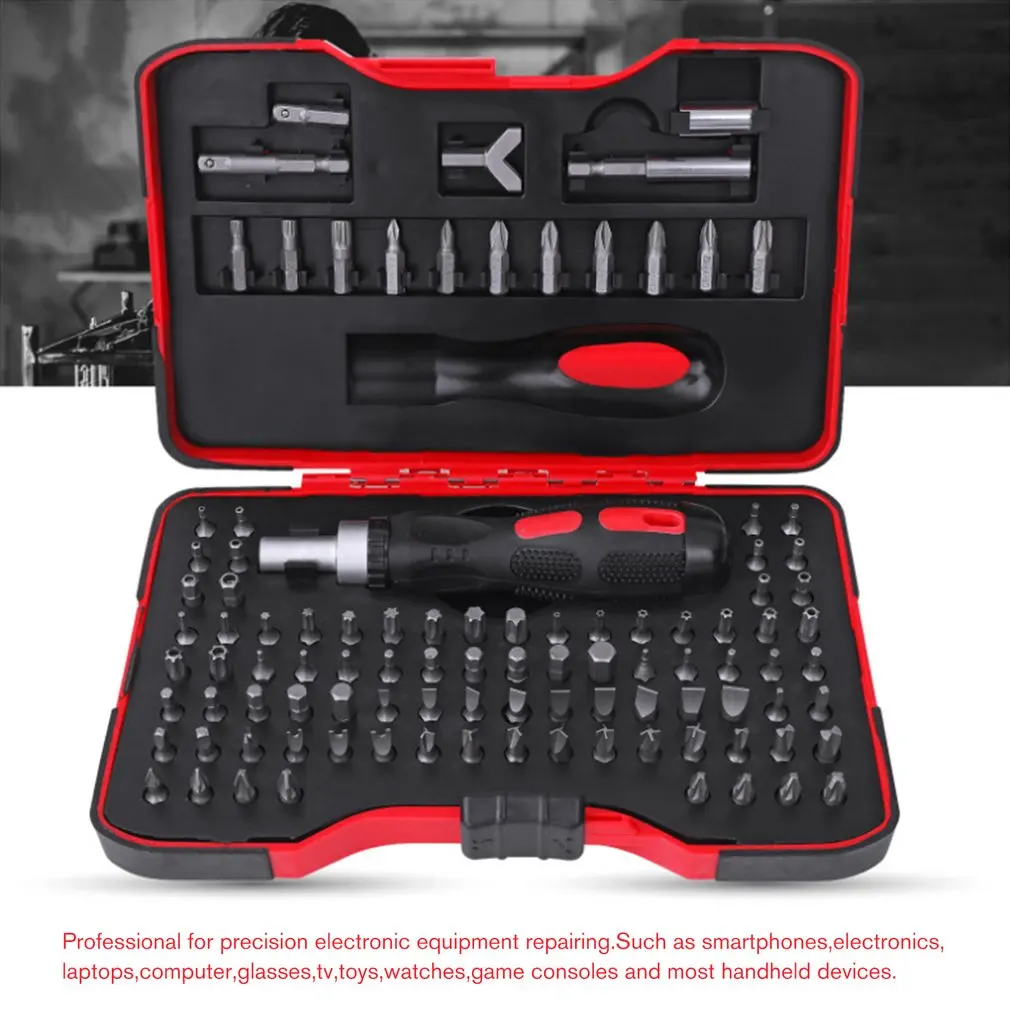101PCS Ratchet Screwdriver Set Chrome Vanadium Steel Head Straight Cross Hex Pattern Repair Accessories | Инструменты