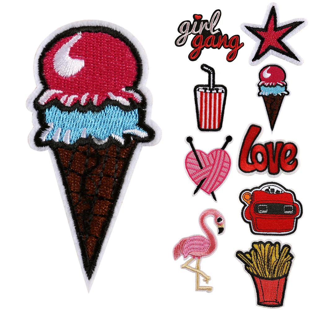 

Cartoon Animal Embroidery Patches For Clothing DIY Iron On Patches On Clothes Fruit Patch Rose flower Custom Patch letter star