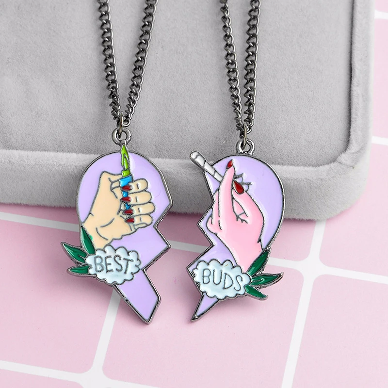 Милая подвеска BFF с разбитыми сердцами разноцветная ожерелье подсветкой черные