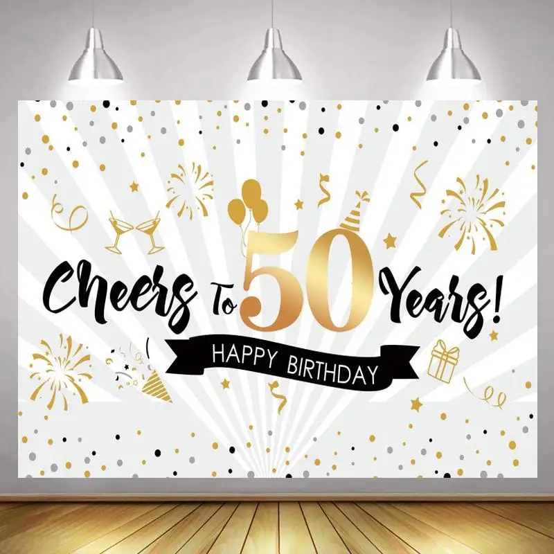 

Cheers to 30 40 50TH Birthday White Board Photography Background Celebration Dinner Table Decor Poster Backdrops Vinyl