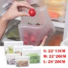 Силиконовый Пакет для хранения пищевых продуктов, многоразовый, прозрачный, герметичный, с застежкой-молнией