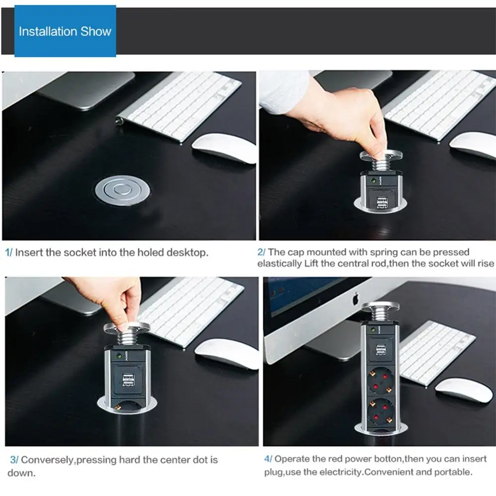 Штепсельная Вилка USB для дома выдвижная кухонная розетка офисного стола розетки