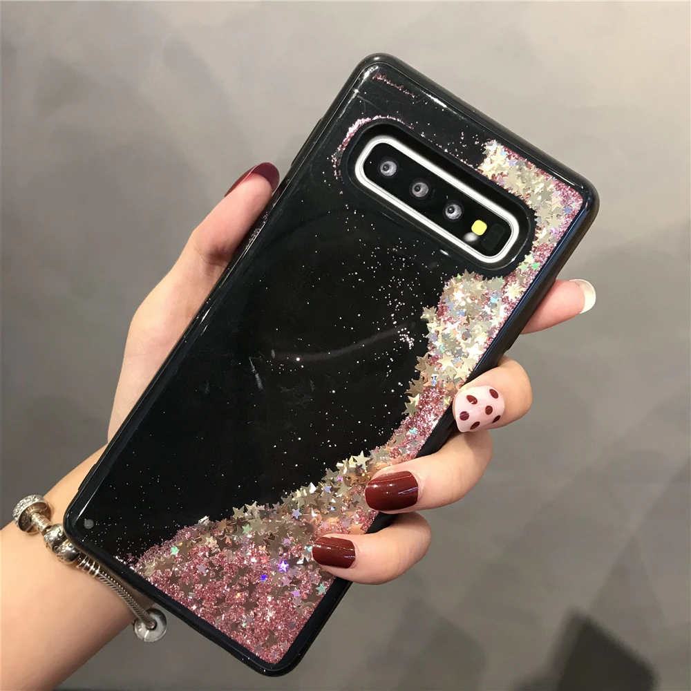 Black TPU Silicone Bumper Dynamic Liquid Quicksand Case For Samsung Galaxy S10 Plus S10E S9 S8 S7 S6 Edge Cover Phone |