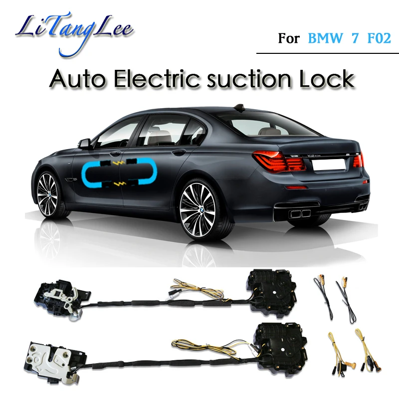 

Автомобильная мягкая закрывающаяся дверная защелка для BMW 7 M7 F02 2013 ~ 2015, силовой замок, автоматическое поглощение, всасывание, бесшумная заще...