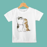 cute funny cats print toddler girls shirt korean style kawaii aesthetic children clothes short sleeve t shirts for kids boys