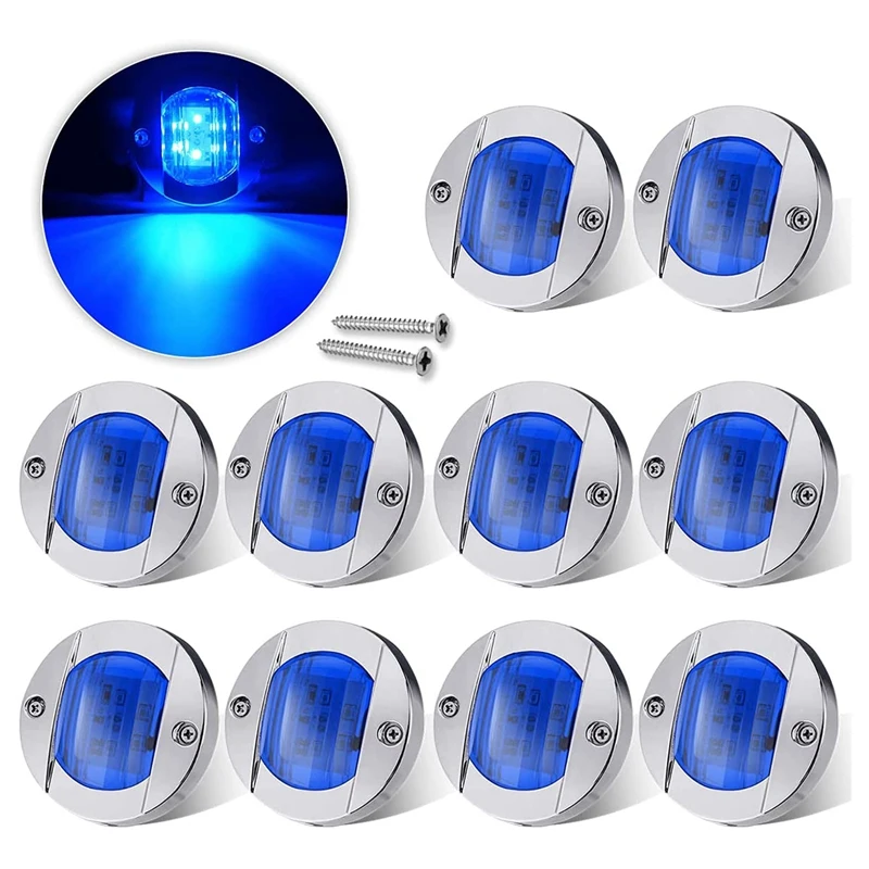 

10 шт., круглые Внутренние светодиодные фонари для морской лодки, 12 В постоянного тока