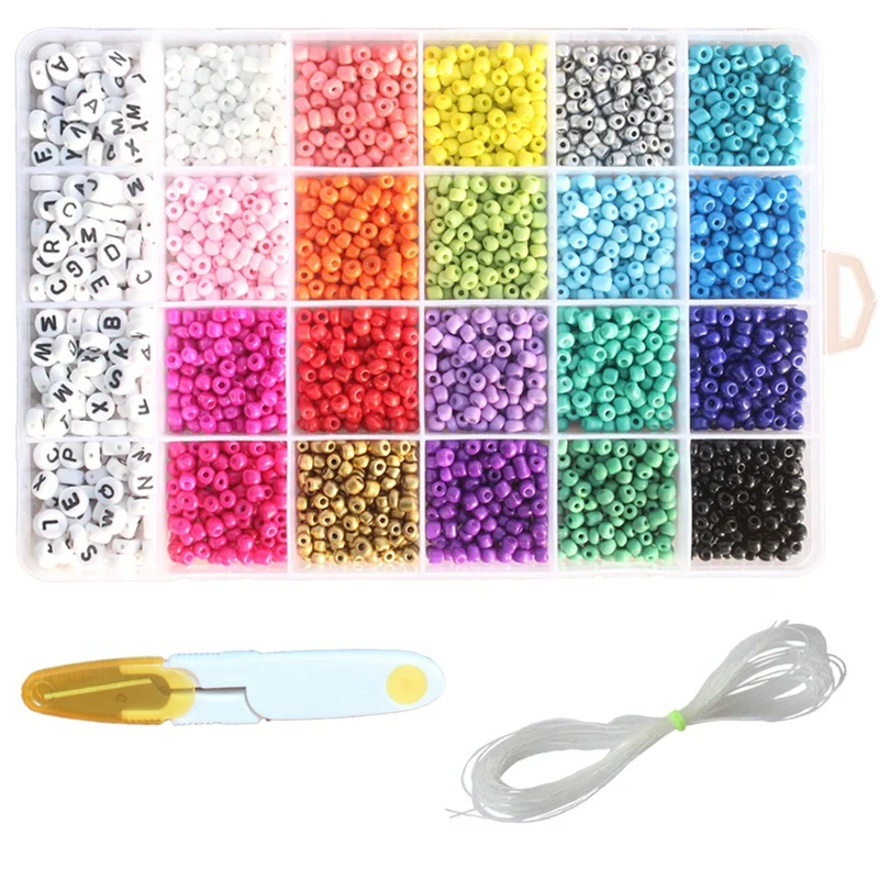 

4mm Charm Beads Glass Seed Bead Box Set Round Beads for DIY Bracelet Necklace Jewelry Making Accessories 20 Colors