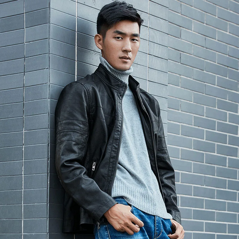 2019 Xiaomi PU Leather Men Jacket Hooded Detachable Trendy Motorcycle Windproof Warm Street Style Fashion Coat | Электроника