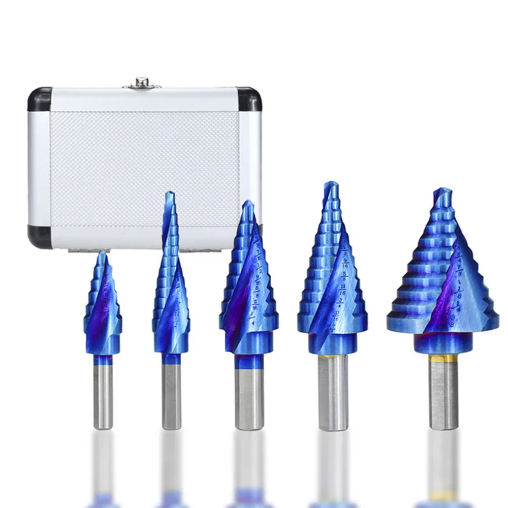 Набор ступенчатых Сверл из быстрорежущей стали 5 шт. Спиральные Насадки для работ