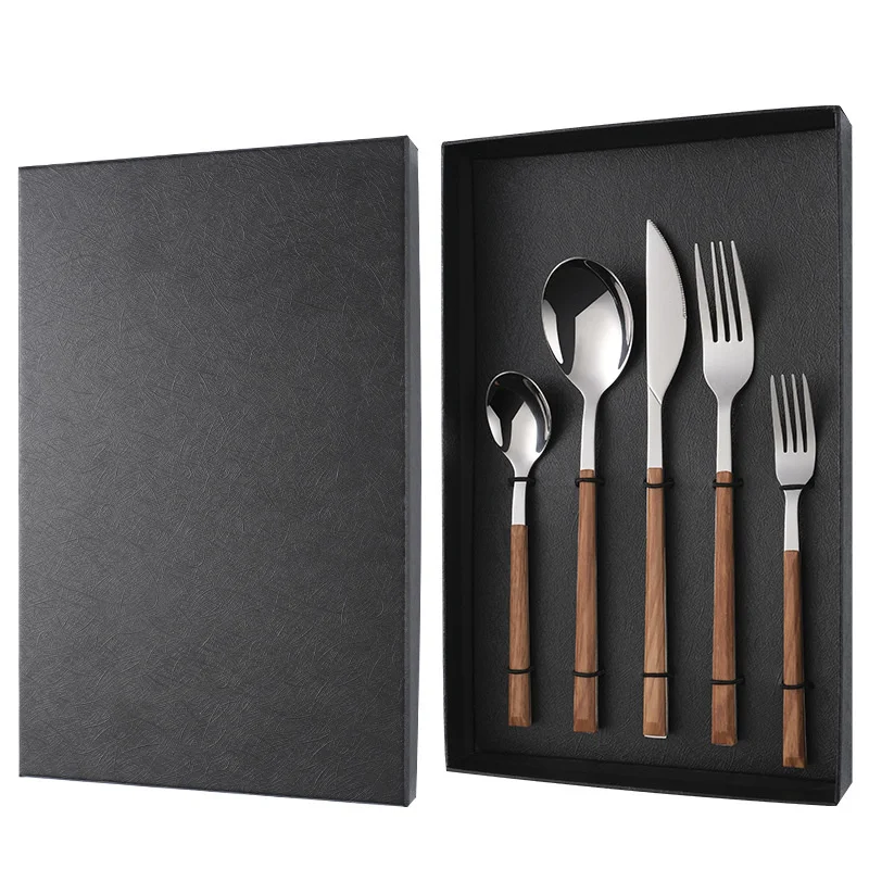 

Gift box Tableware Stainless Steel Cutlery Set Flatware Set Knives Forks Spoons Dinnerware Golden Cutlery Tableware q5ub3i