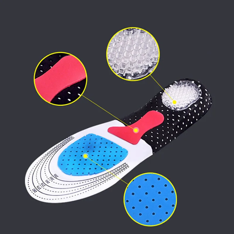 1Pair Unisex Solid Silicone Gel Insoles Foot Care for Plantar Fasciitis Heel Spur Sport Shoe Pad Insoles Arch Orthopedic Insole