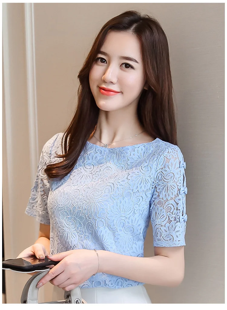 Новинка 2019 лето кружевной сплошной воротник Модные женские рубашки блузки шифон